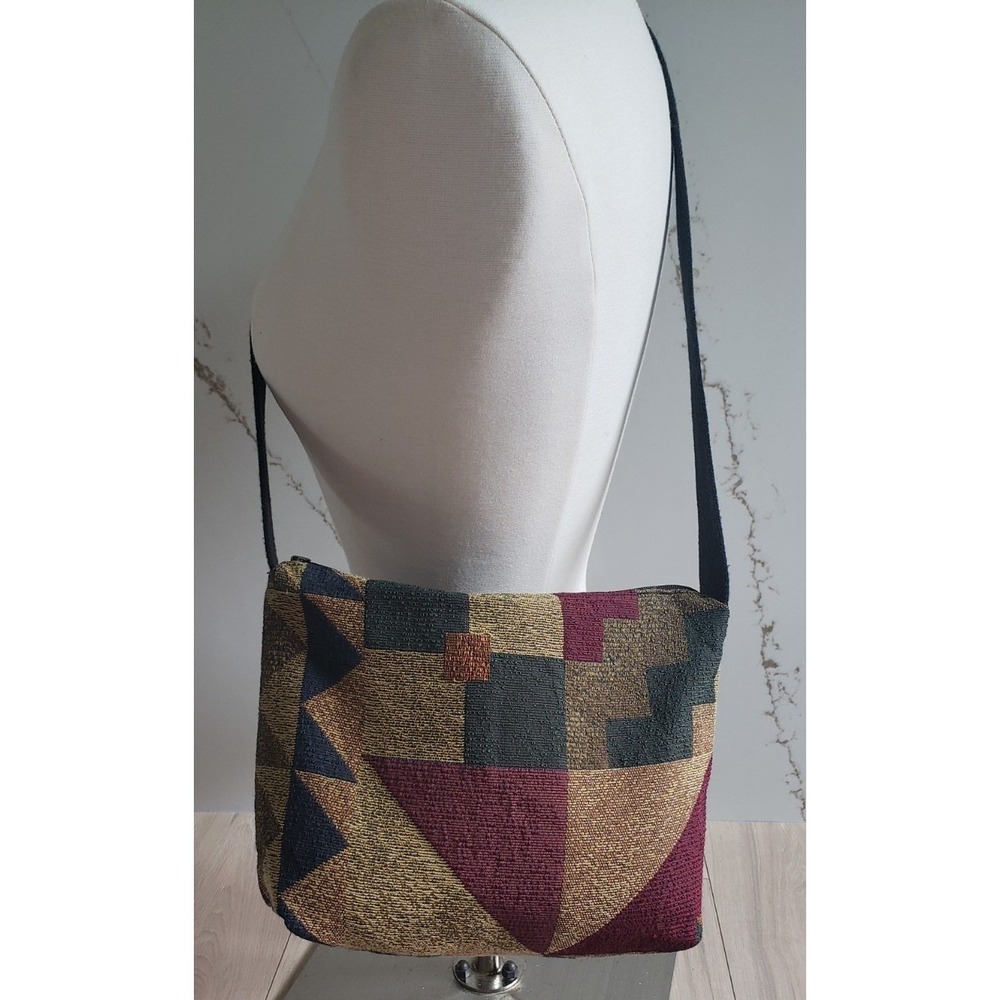 Vintage Tapestry Crossbody Bag Womens Medium Victoria Rosenthal Geometric Boho